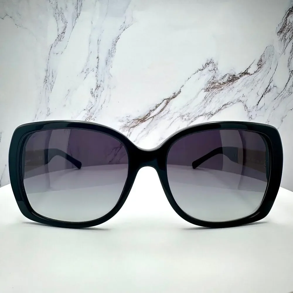 New Burberry Sunglasses Black Square Frames Checkered Arms Gradient BURBERRY - Picture 3 of 16